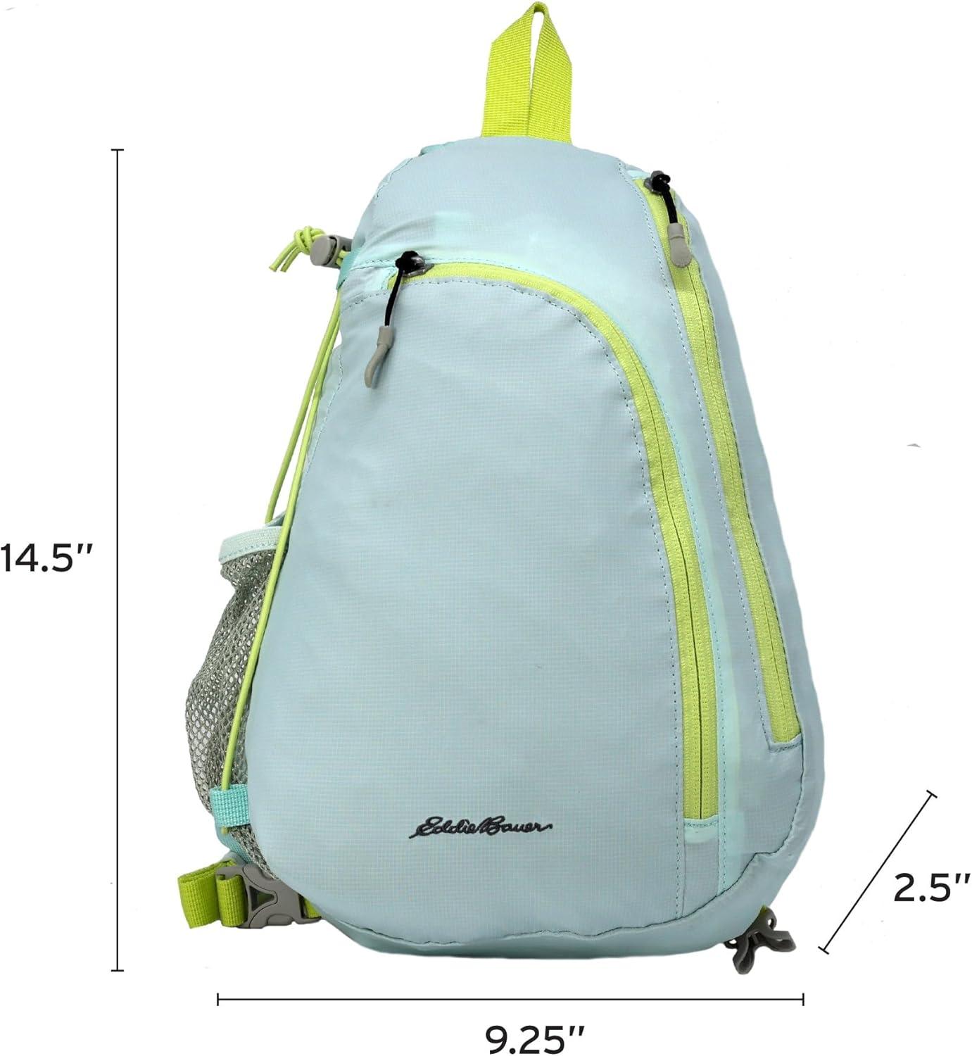 imageEddie Bauer Ripstop 8L Shoulder Sling Pack with Padded AirMesh Adjustable Crossbody Strap Black One SizeLight Aqua