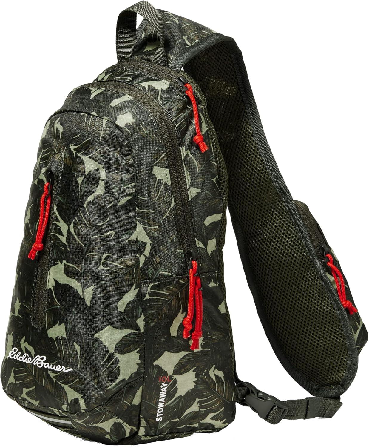 imageEddie Bauer Stowaway Packable Sling Bag Foldable Travel Outdoor Lightweight Compact Everyday Carry Ripstop Nylon 10LDark Loden