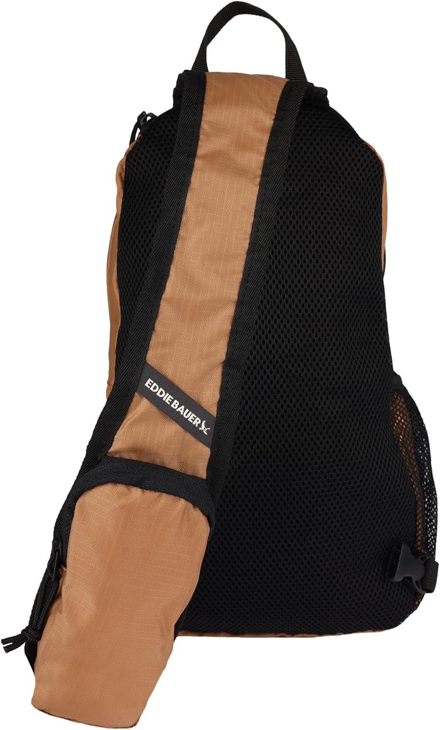 imageEddie Bauer Stowaway Packable Sling Bag Foldable Travel Outdoor Lightweight Compact Everyday Carry Ripstop Nylon 10LTobacco