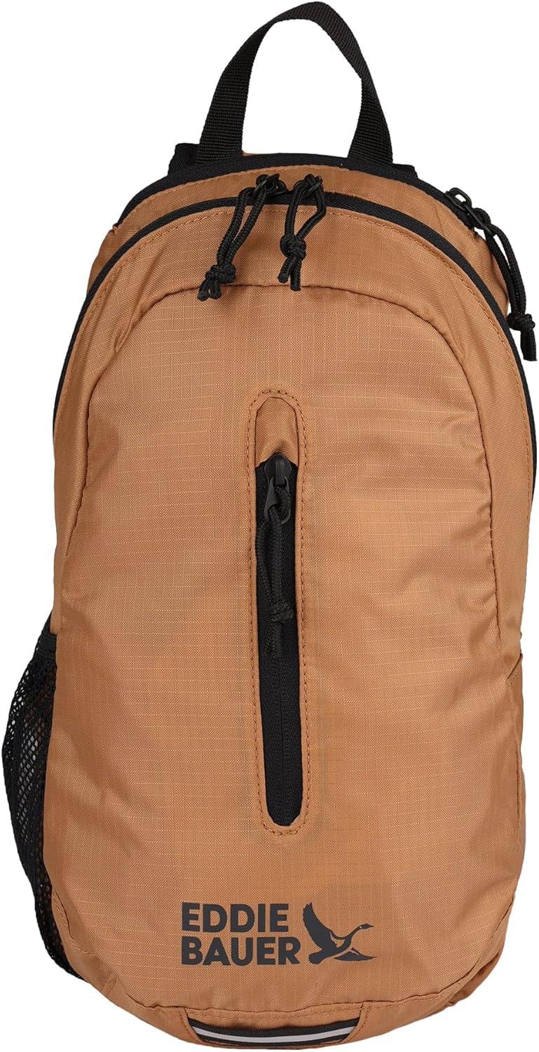 imageEddie Bauer Stowaway Packable Sling Bag Foldable Travel Outdoor Lightweight Compact Everyday Carry Ripstop Nylon 10LTobacco