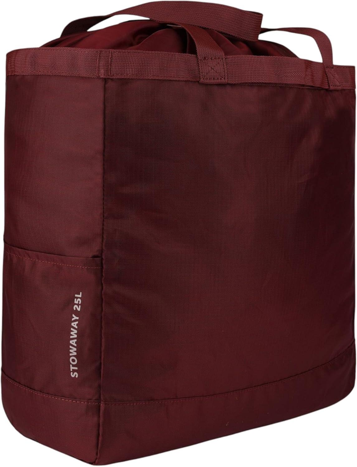 imageEddie Bauer Stowaway Packable Tote Bag  Lightweight  Compact  Cinch Closure  Ripstop Nylon  25l CapacityBlack Cherry