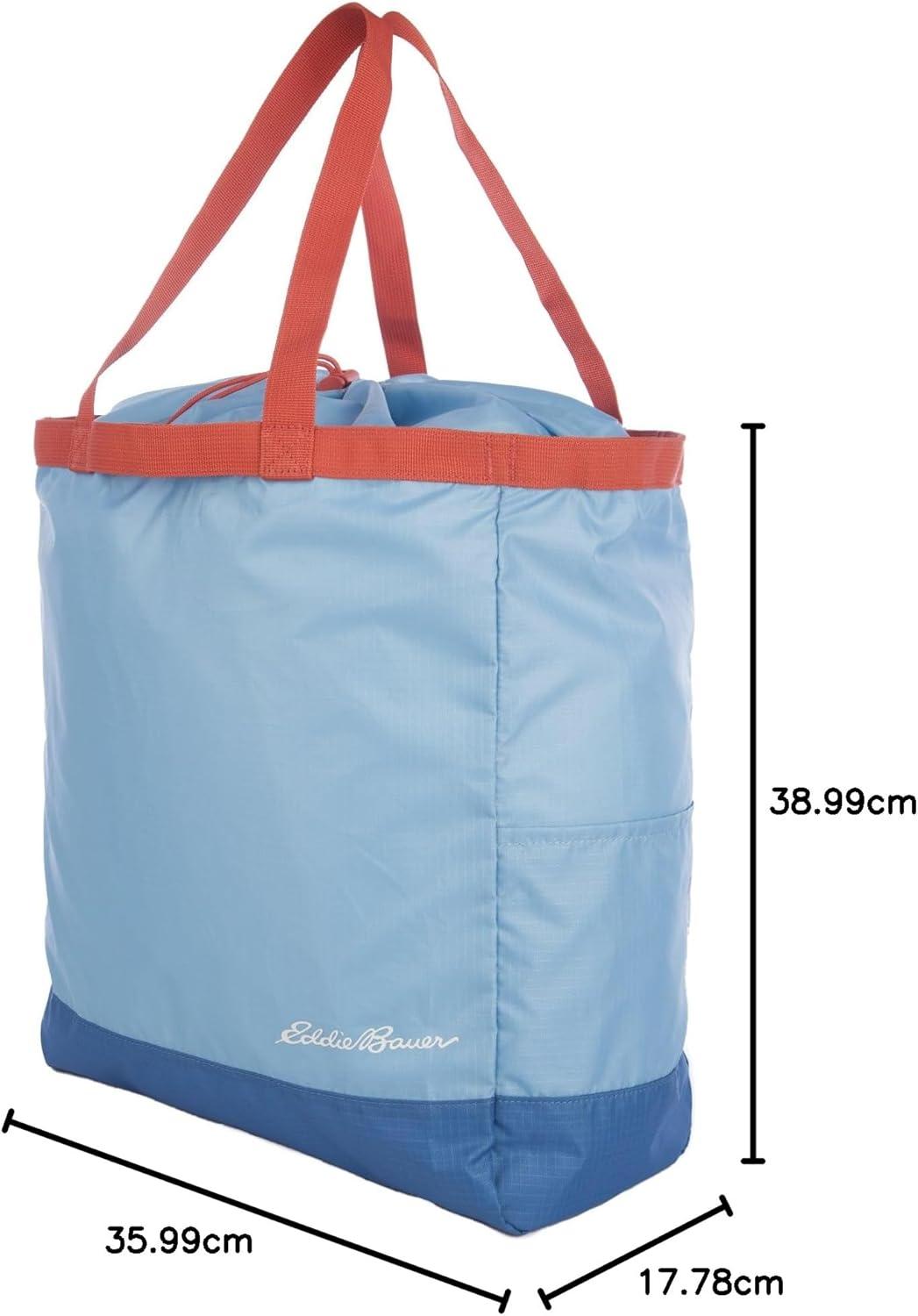 imageEddie Bauer Stowaway Packable Tote Bag  Lightweight  Compact  Cinch Closure  Ripstop Nylon  25l CapacityCoast