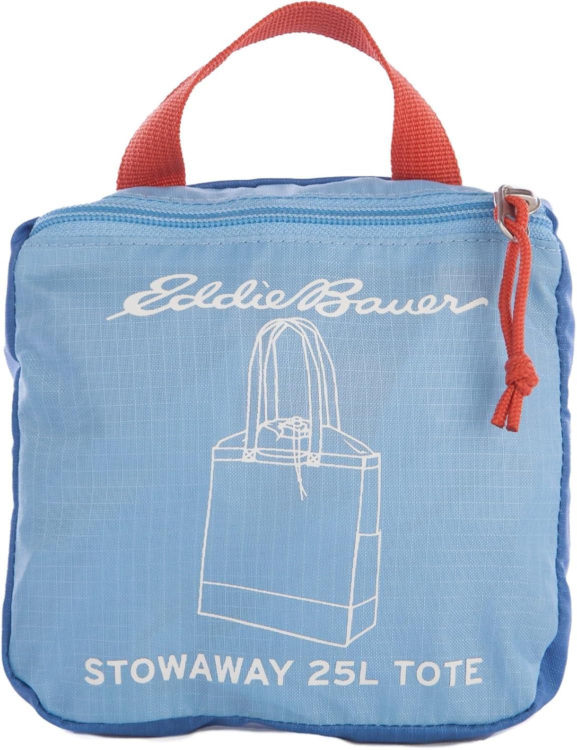 imageEddie Bauer Stowaway Packable Tote Bag  Lightweight  Compact  Cinch Closure  Ripstop Nylon  25l CapacityCoast