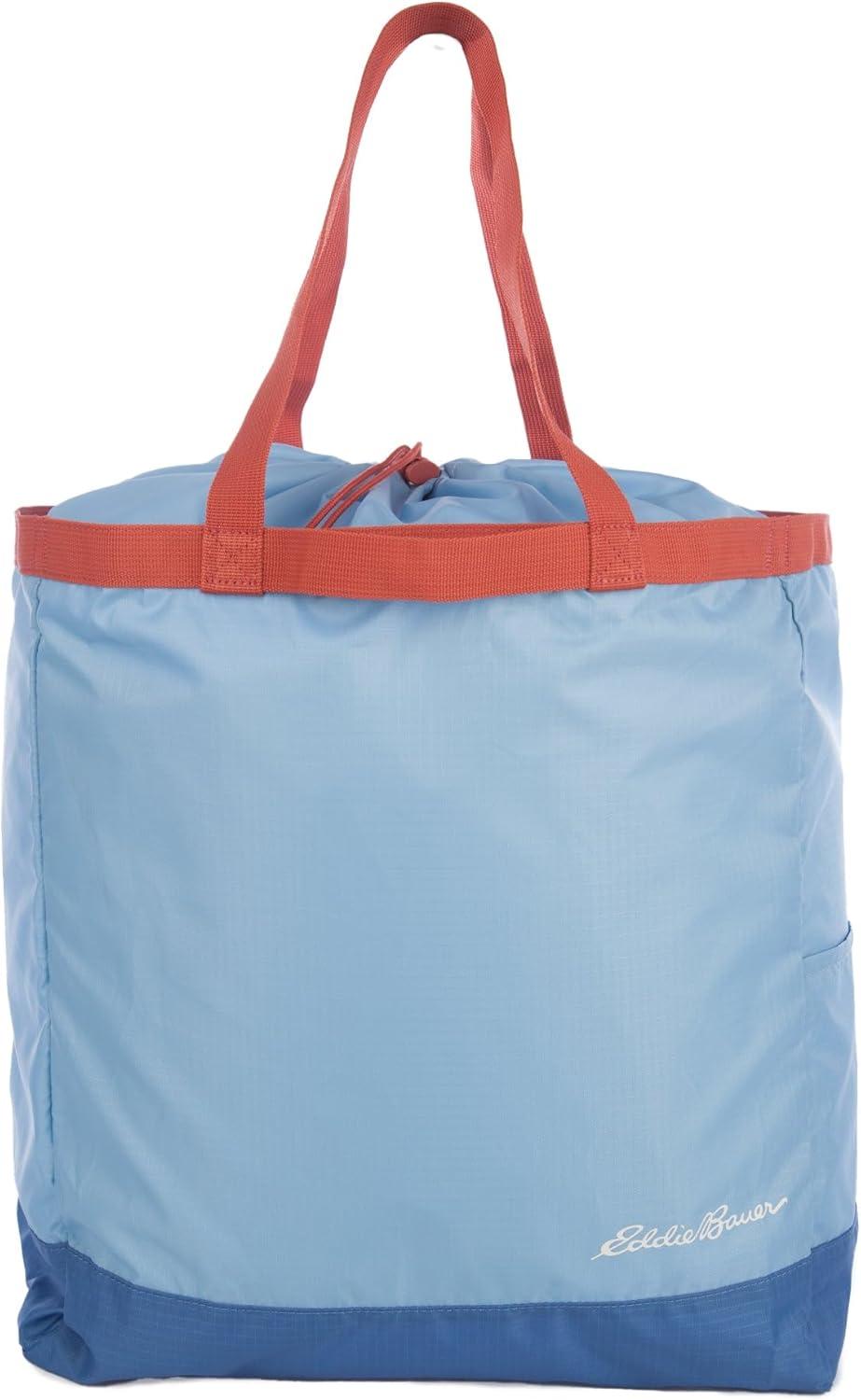 imageEddie Bauer Stowaway Packable Tote Bag  Lightweight  Compact  Cinch Closure  Ripstop Nylon  25l CapacityCoast