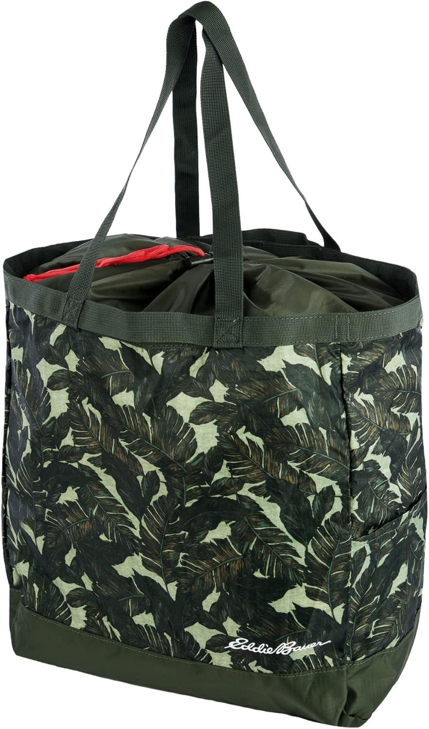 imageEddie Bauer Stowaway Packable Tote Bag  Lightweight  Compact  Cinch Closure  Ripstop Nylon  25l CapacityDark Loden