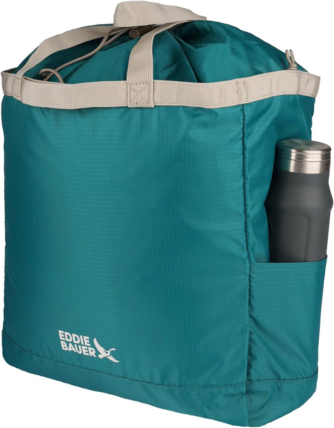 imageEddie Bauer Stowaway Packable Tote Bag  Lightweight  Compact  Cinch Closure  Ripstop Nylon  25l CapacityDeep Sea