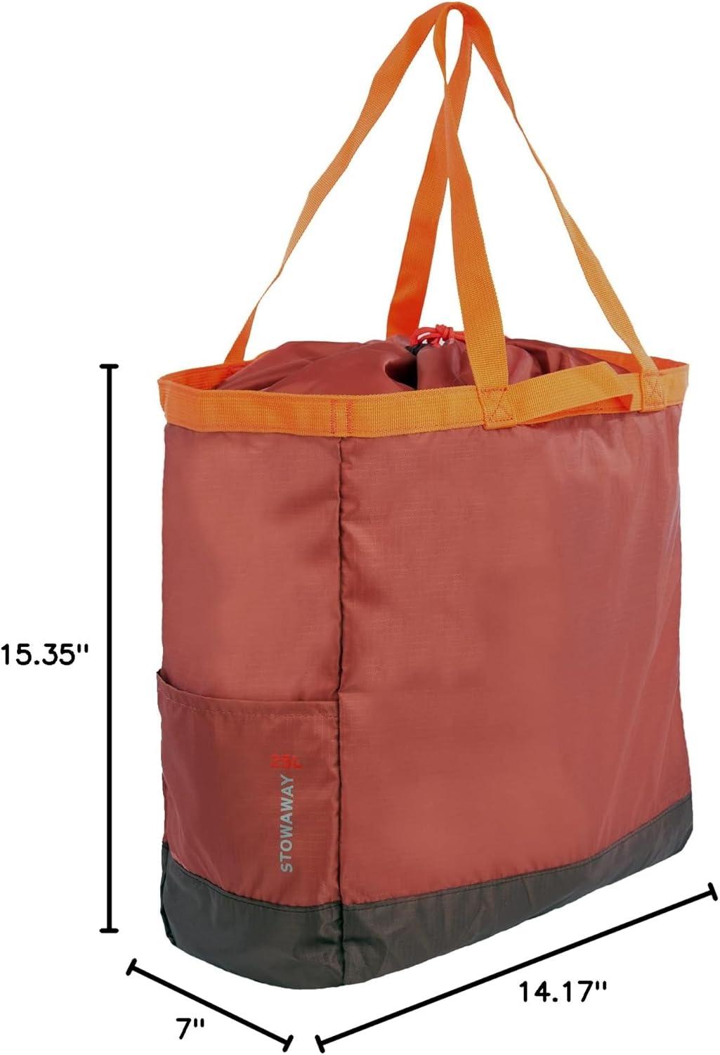 imageEddie Bauer Stowaway Packable Tote Bag  Lightweight  Compact  Cinch Closure  Ripstop Nylon  25l CapacityMaroon