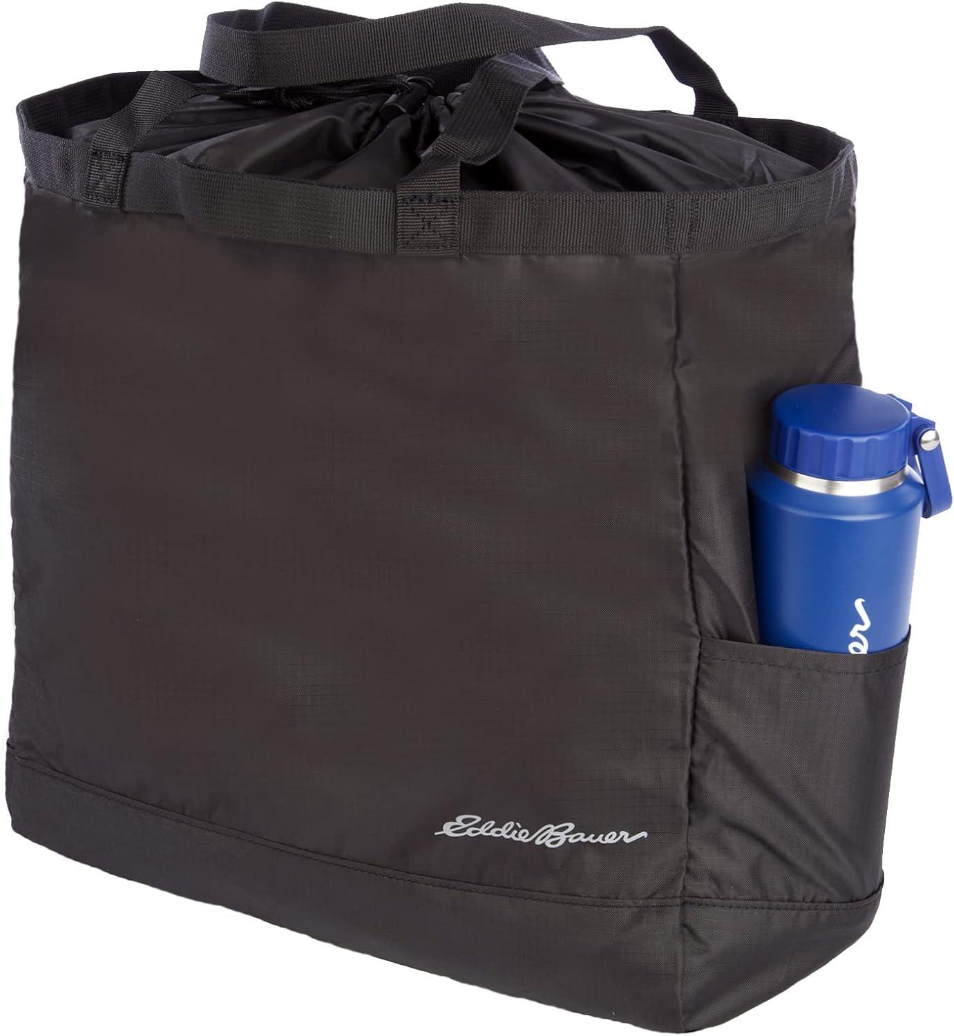 imageEddie Bauer Stowaway Packable Tote Bag  Lightweight  Compact  Cinch Closure  Ripstop Nylon  25l CapacityOnyx