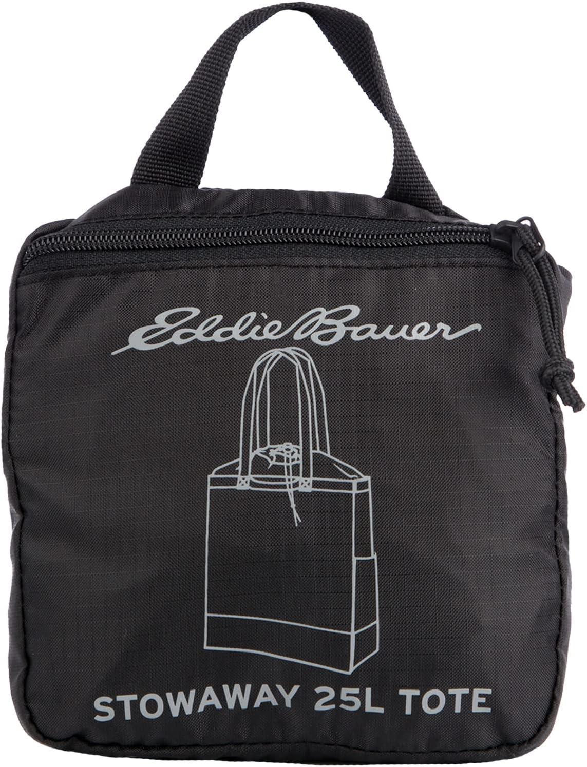 imageEddie Bauer Stowaway Packable Tote Bag  Lightweight  Compact  Cinch Closure  Ripstop Nylon  25l CapacityOnyx