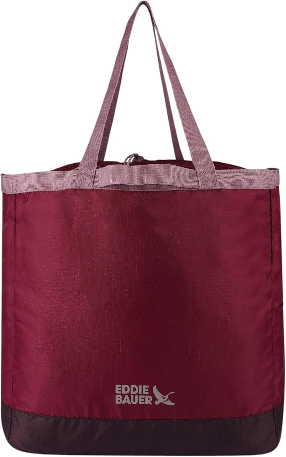 imageEddie Bauer Stowaway Packable Tote Bag  Lightweight  Compact  Cinch Closure  Ripstop Nylon  25l CapacityPort Red