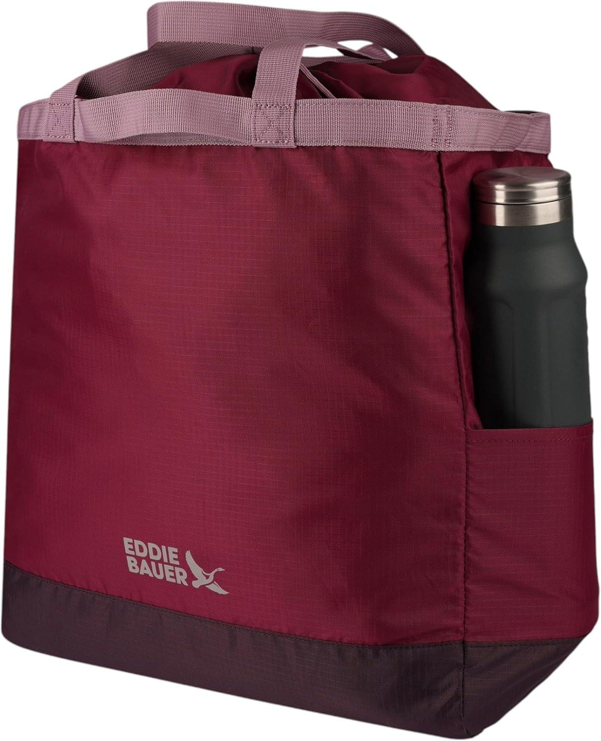 imageEddie Bauer Stowaway Packable Tote Bag  Lightweight  Compact  Cinch Closure  Ripstop Nylon  25l CapacityPort Red