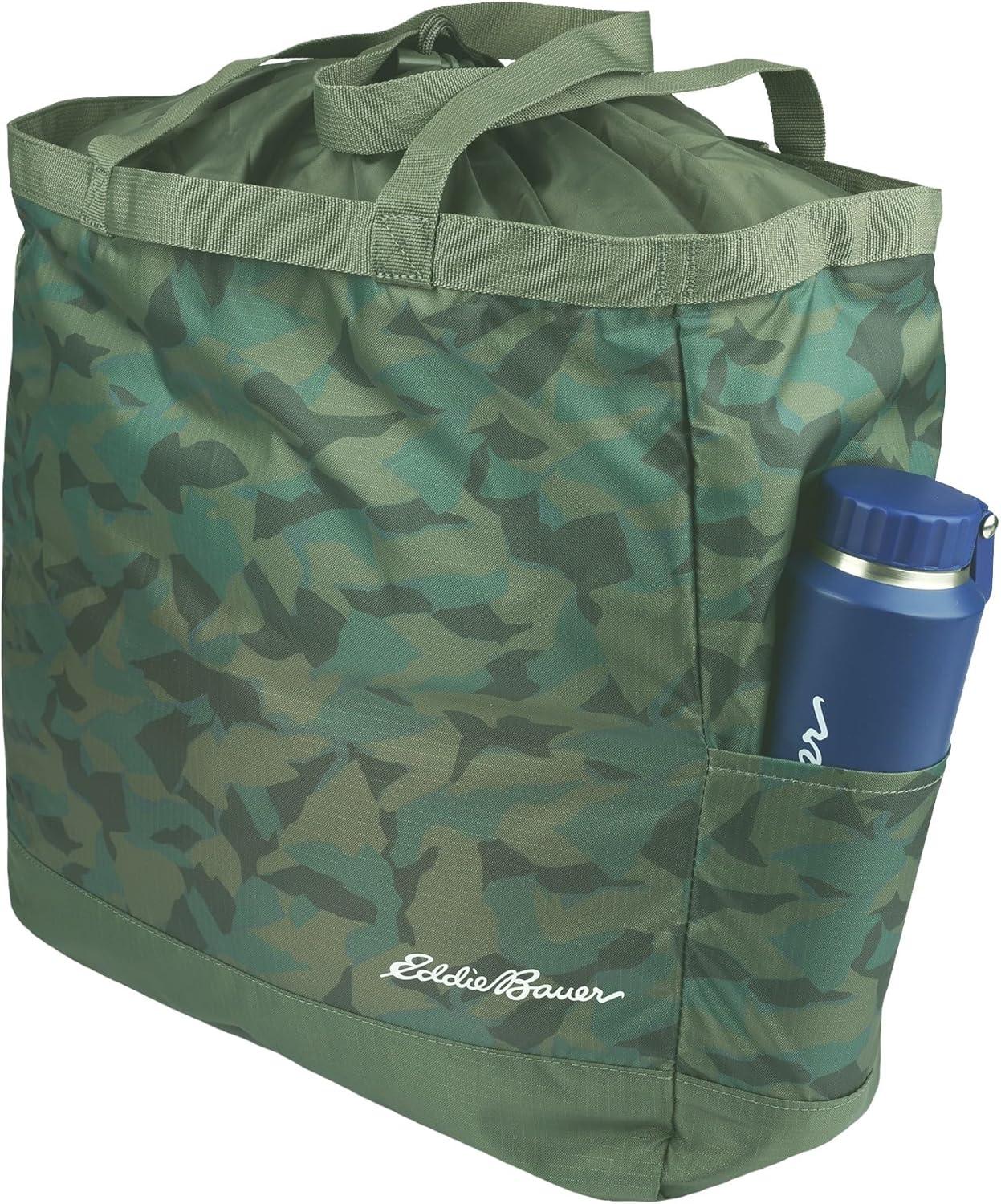 imageEddie Bauer Stowaway Packable Tote Bag  Lightweight  Compact  Cinch Closure  Ripstop Nylon  25l CapacitySprig