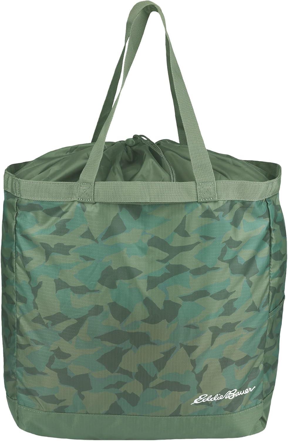 imageEddie Bauer Stowaway Packable Tote Bag  Lightweight  Compact  Cinch Closure  Ripstop Nylon  25l CapacitySprig