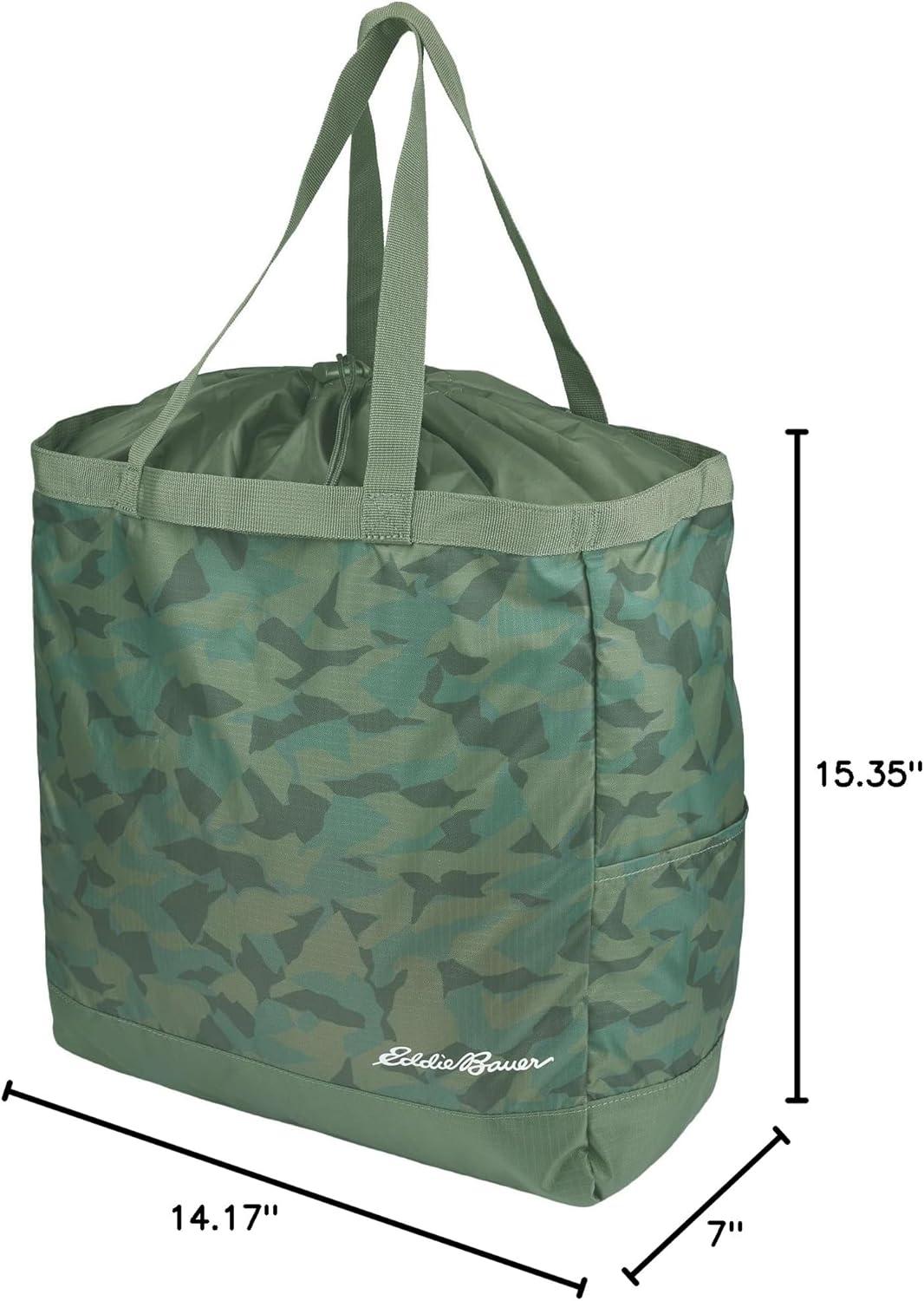 imageEddie Bauer Stowaway Packable Tote Bag  Lightweight  Compact  Cinch Closure  Ripstop Nylon  25l CapacitySprig