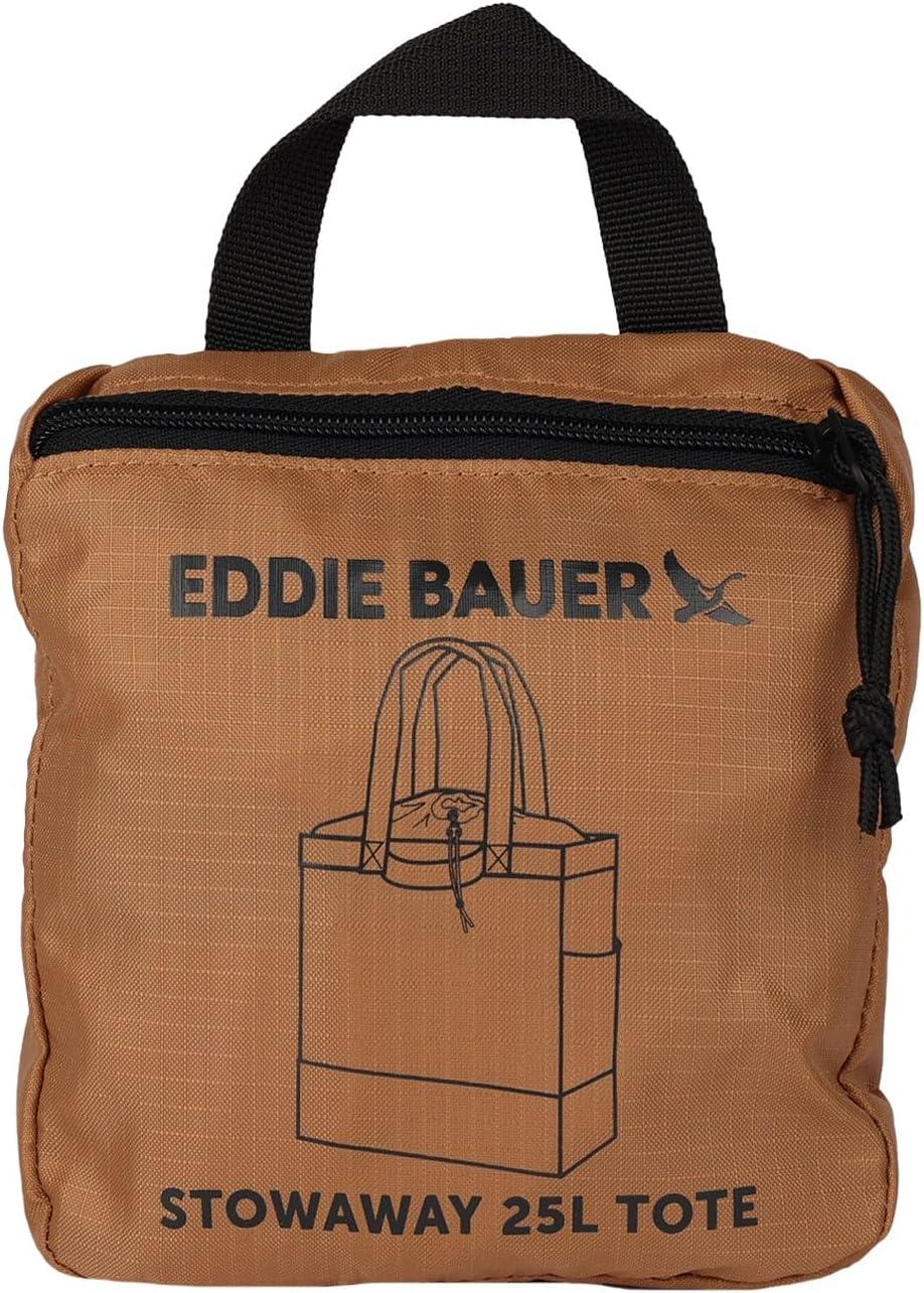 imageEddie Bauer Stowaway Packable Tote Bag  Lightweight  Compact  Cinch Closure  Ripstop Nylon  25l CapacityTobacco