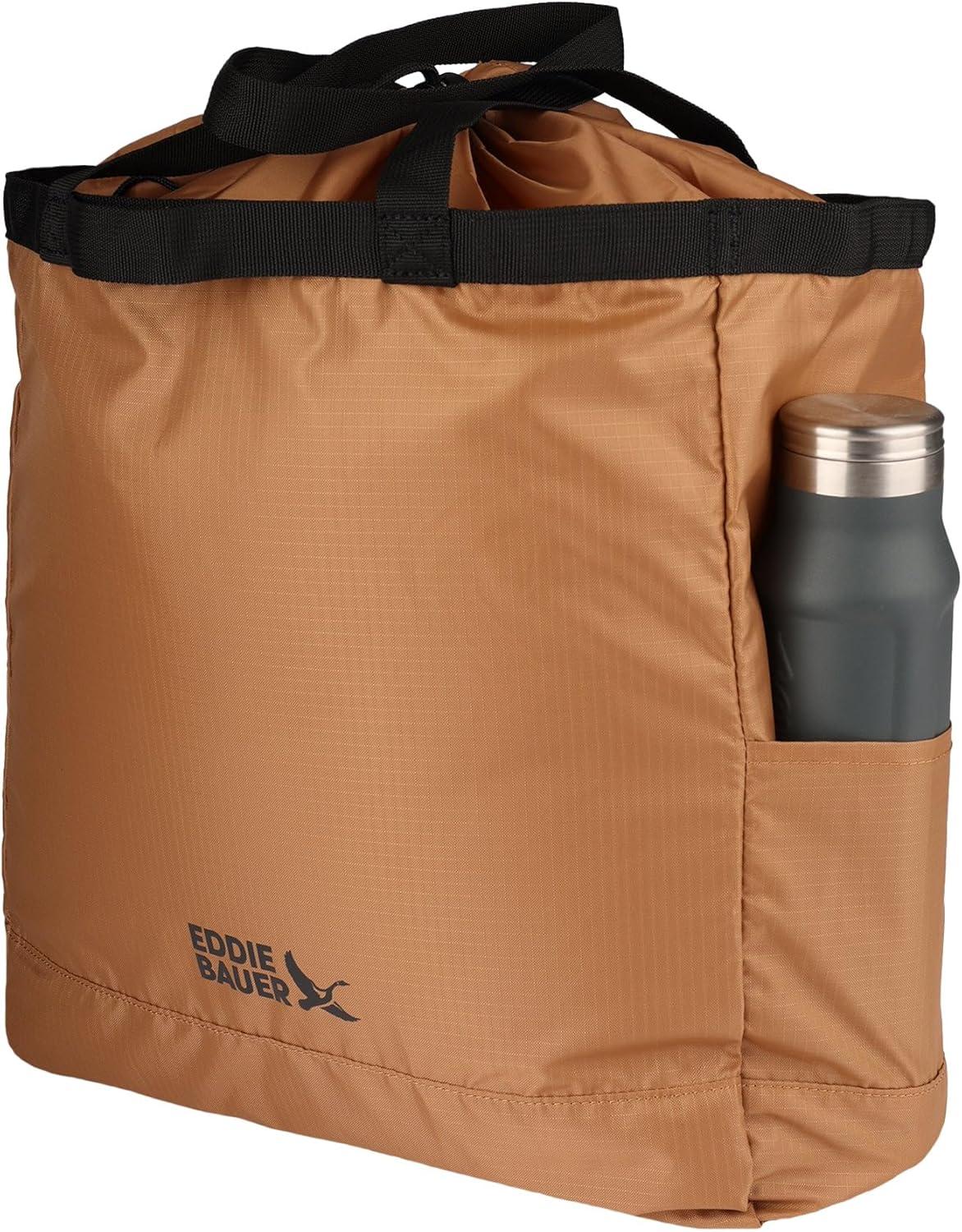 imageEddie Bauer Stowaway Packable Tote Bag  Lightweight  Compact  Cinch Closure  Ripstop Nylon  25l CapacityTobacco