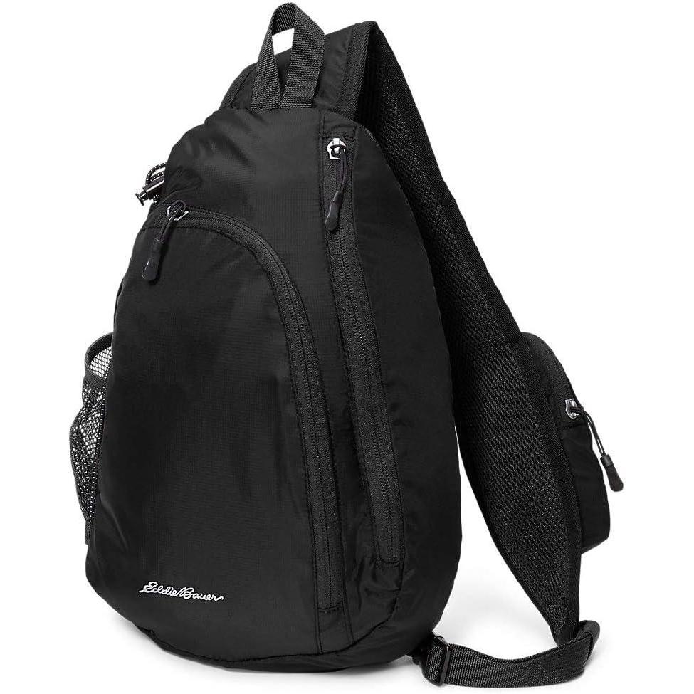 imageEddie Bauer Ripstop 8L Shoulder Sling Pack with Padded AirMesh Adjustable Crossbody Strap Black One SizeBlack