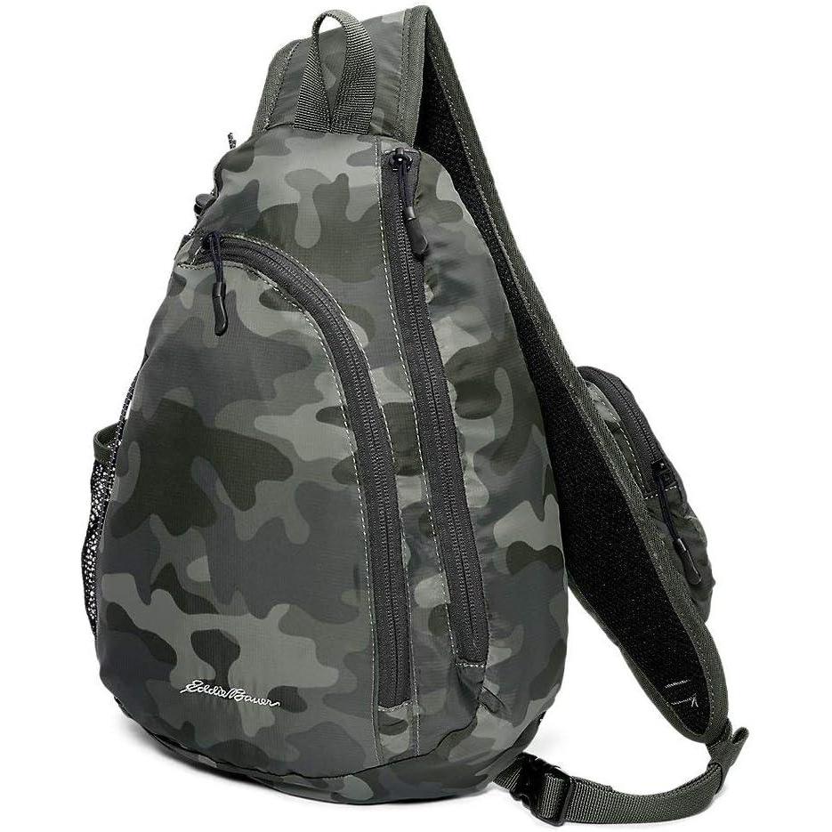 imageEddie Bauer Ripstop 8L Shoulder Sling Pack with Padded AirMesh Adjustable Crossbody Strap Black One SizeCamo