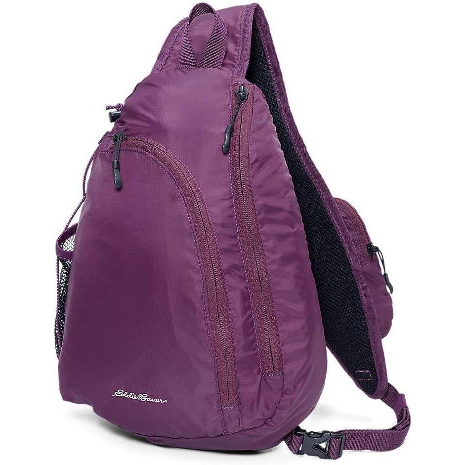 imageEddie Bauer Ripstop 8L Shoulder Sling Pack with Padded AirMesh Adjustable Crossbody Strap Black One SizeDk Plum