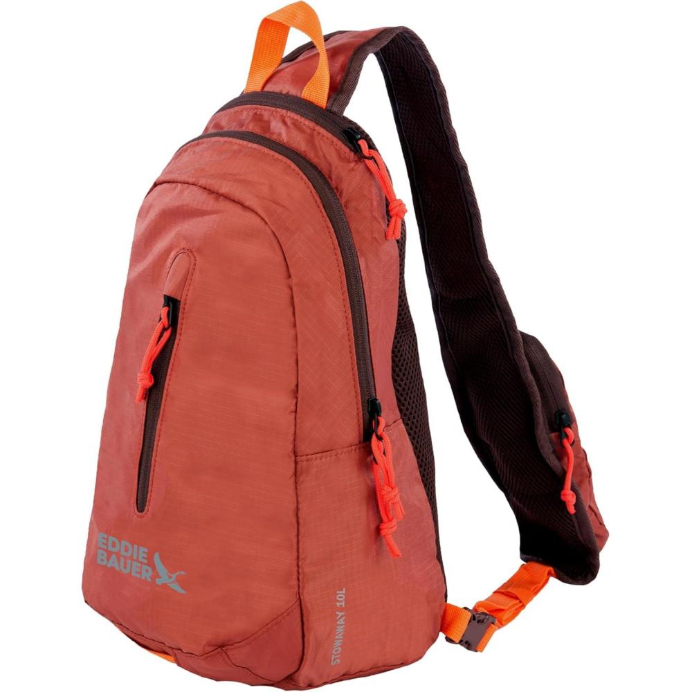 imageEddie Bauer Stowaway Packable Sling Bag Foldable Travel Outdoor Lightweight Compact Everyday Carry Ripstop Nylon 10LMaroon
