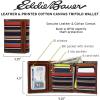 imageEddie Bauer Men Pioneer Leather and Printed Cotton Canvas Trifold Wallet Assorted GraphicsMulti