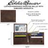 imageEddie Bauer Men Signature Leather Bifold Passcase WalletEmbossed Leather  Tan