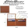 imageEddie Bauer Men Signature Leather Bifold Passcase WalletTop Stitch Leather  Tan