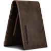imageEddie Bauer Men Signature Leather Money Clip Card Case WalletEmbossed Leather  Tan