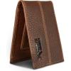 imageEddie Bauer Men Signature Leather Money Clip Card Case WalletRugged Leather  Tan