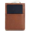 imageEddie Bauer Men Signature Leather Money Clip Card Case WalletTop Stitch Leather  Tan