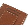 imageEddie Bauer Men Signature Leather Money Clip Card Case WalletTop Stitch Leather  Tan