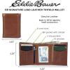 imageEddie Bauer Men Signature Leather Trifold WalletLeather Logo  Tan