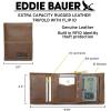 imageEddie Bauer Men Signature Leather Trifold WalletRugged Leather  Black