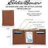imageEddie Bauer Men Signature Leather Trifold WalletTop Stitch Leather  Tan