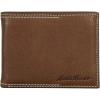 imageEddie Bauer Men Signature Leather Bifold Passcase WalletTop Stitch Leather  Tan