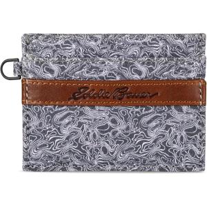 imageEddie Bauer Men Pioneer Leather and Printed Cotton Canvas Money Clip Card Case Wallet Assorted GraphicsGrey