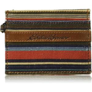 imageEddie Bauer Men Pioneer Leather and Printed Cotton Canvas Money Clip Card Case Wallet Assorted GraphicsMulti