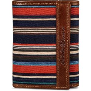 imageEddie Bauer Men Pioneer Leather and Printed Cotton Canvas Trifold Wallet Assorted GraphicsMulti