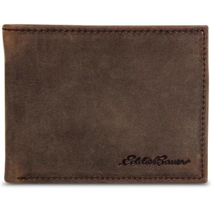 imageEddie Bauer Men Signature Leather Bifold Passcase WalletEmbossed Leather  Tan