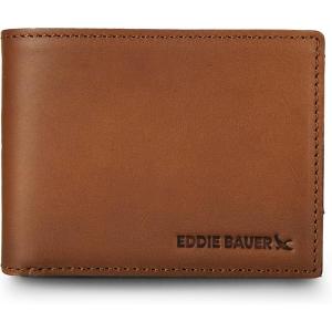 imageEddie Bauer Men Signature Leather Bifold Passcase WalletLeather  Brown