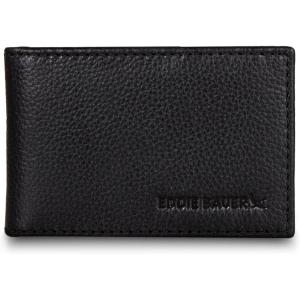 imageEddie Bauer Men Signature Leather Money Clip Card Case WalletLeather Logo  Black