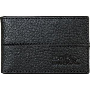 imageEddie Bauer Men Signature Leather Money Clip Card Case WalletRugged Leather  Black