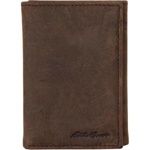 imageEddie Bauer Men Signature Leather Trifold WalletEmbossed Leather  Tan