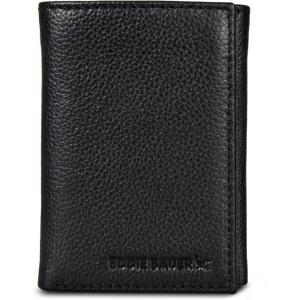 imageEddie Bauer Men Signature Leather Trifold WalletLeather Logo  Black