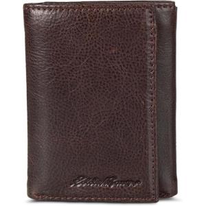imageEddie Bauer Men Signature Leather Trifold WalletLeather Logo  Brown
