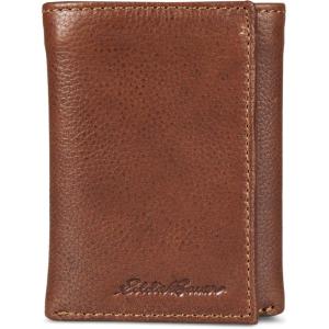 imageEddie Bauer Men Signature Leather Trifold WalletLeather Logo  Tan