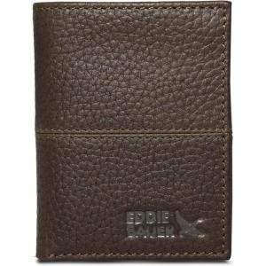 imageEddie Bauer Men Signature Leather Trifold WalletRugged Leather  Brown