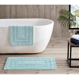 imageEddie Bauer  Bathroom Rug Runner Soft Tufted Cotton Bathroom Decor Super Absorbent ampamp Quick Dry Logan White 60quot x 22quotTurquoise