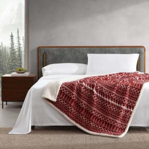 imageEddie Bauer  Blanket Super Soft Reversible Sherpa ampamp Brushed Fleece Bedding Throw Blankets for Couch Ideal for Lounging Bunkhouse Plaid GreyAlpine Fair Isle RedWhite