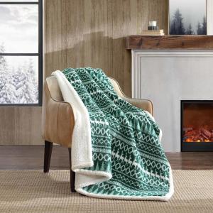 imageEddie Bauer  Blanket Super Soft Reversible Sherpa ampamp Brushed Fleece Bedding Throw Blankets for Couch Ideal for Lounging Bunkhouse Plaid GreyAlpine Fair Isle Green
